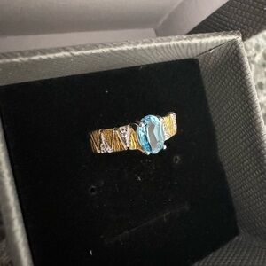 Genuine Blue Topaz Adjustable Ring. Sz 6-9